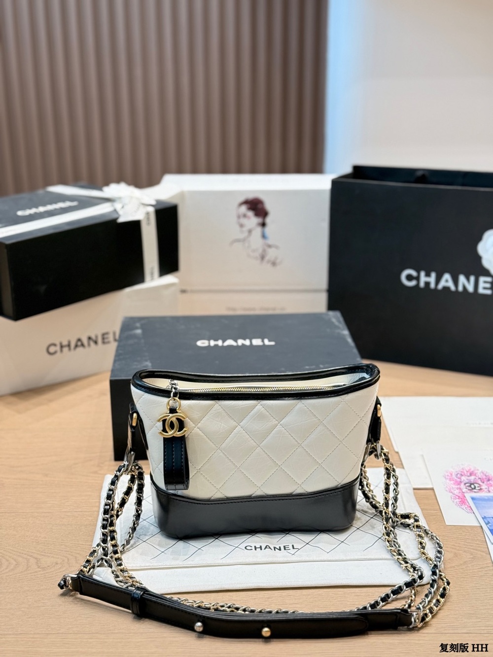 Chanel Two-Tone White and Black Quilted Leather Crossbody